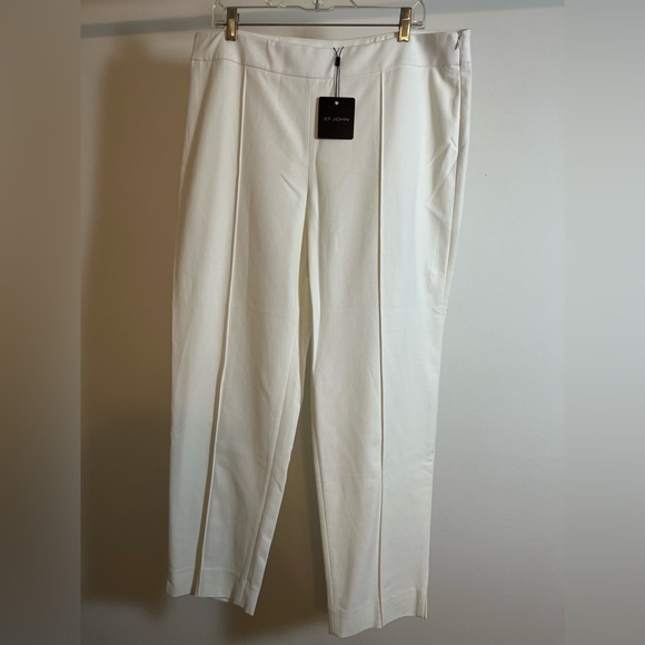 NWT!!! St John White Ankle Straight Leg High Waist Pants K810Q81 - Picture 3 of 12